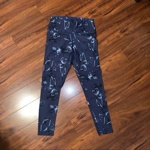 Fabletics high waisted legging 7/8 blue with flower patterns